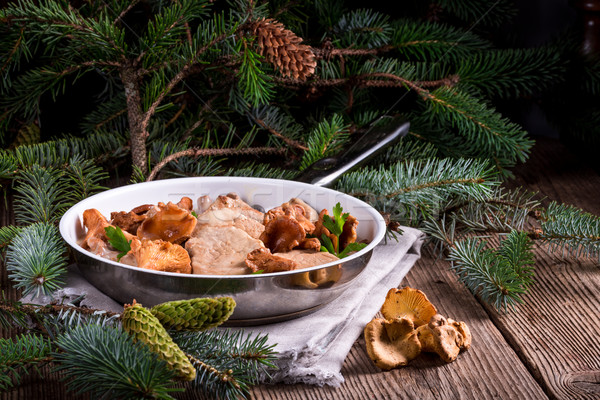 Pork tenderloin with Chanterelle sauce Stock photo © Dar1930