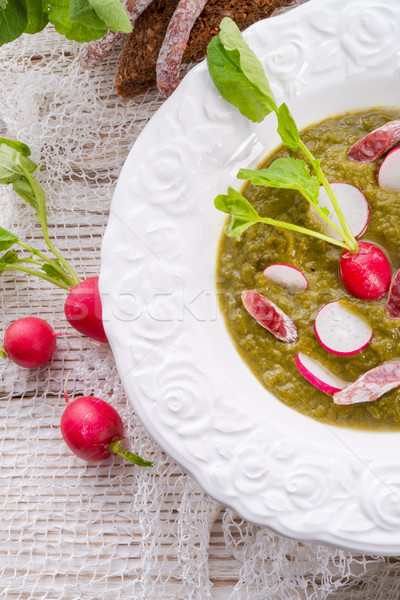 Vert radis soupe feuille manger blanche Photo stock © Dar1930