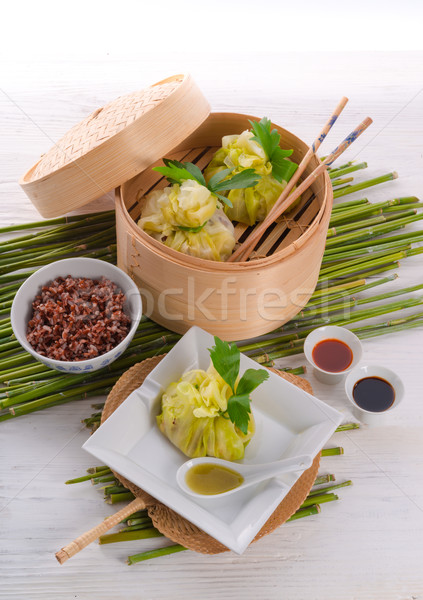 Chou riz sacs alimentaire vert laisse [[stock_photo]] © Dar1930