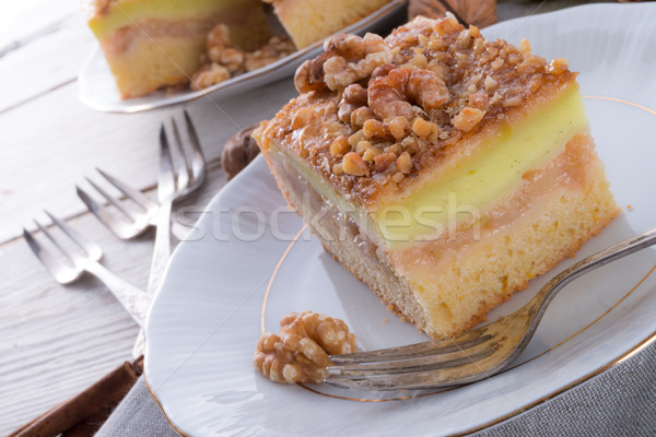 apple strudel with vanilla pudding and nuts Stock photo © Dar1930