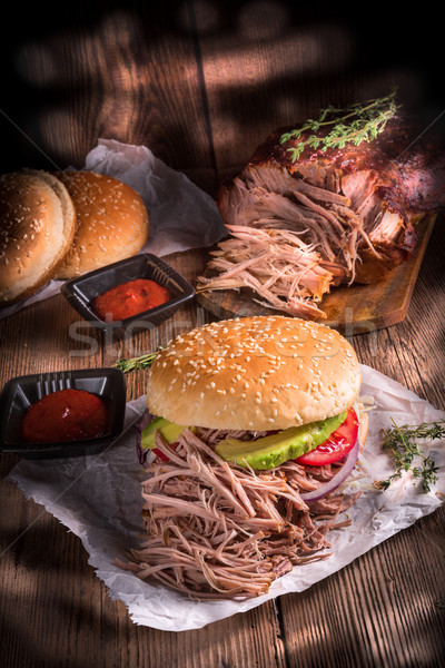 Hamburger pulled pork Stock photo © Dar1930