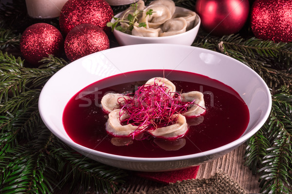 Rojo sopa cocina cena caliente Navidad Foto stock © Dar1930