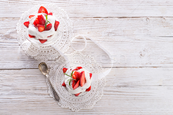 strawberry with cream Stock photo © Dar1930