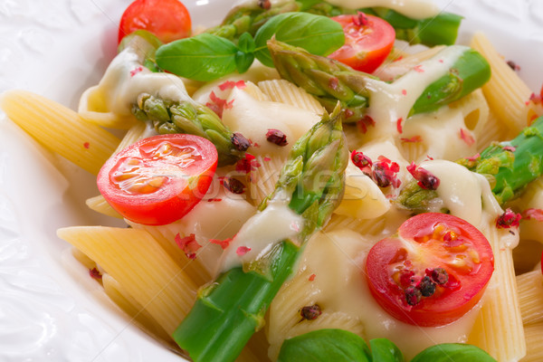 Noodles with asparagus in cream-cheese sauce Stock photo © Dar1930