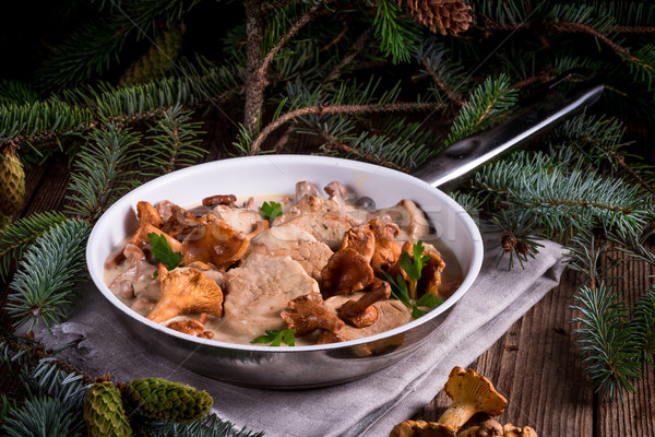 Pork tenderloin with Chanterelle sauce Stock photo © Dar1930