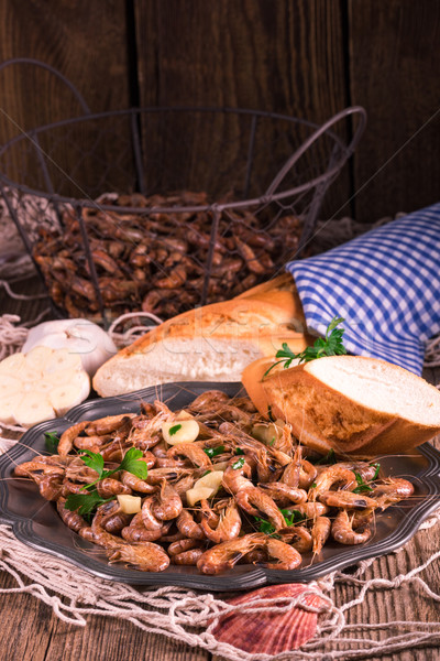 North Sea shrimps with garlic Stock photo © Dar1930