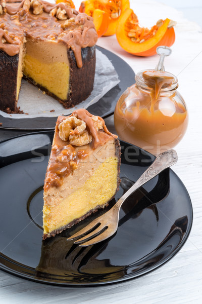Pumpkin cheesecake with nuts Stock photo © Dar1930