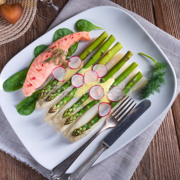 Asparagus with salmon Stock photo © Dar1930