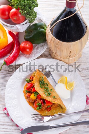 Hungarian goulash with potato pancake Stock photo © Dar1930