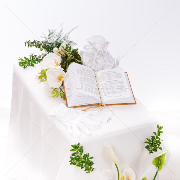 Könyv felirat imádkozik vallás tárgy ezüst Stock fotó © Dar1930