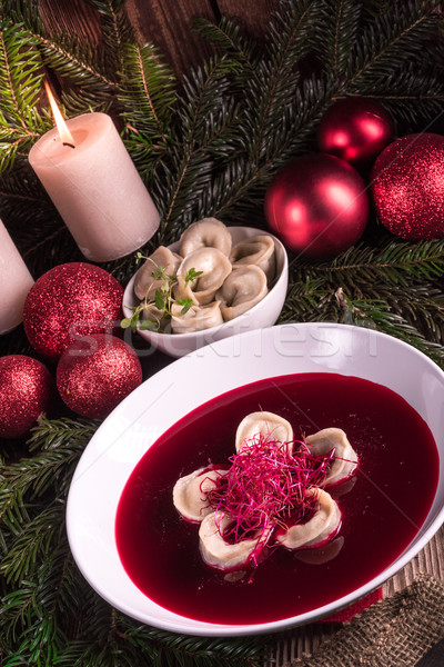 красный суп кухне обеда горячей Рождества Сток-фото © Dar1930