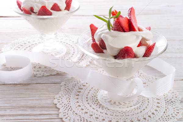 strawberry with cream Stock photo © Dar1930