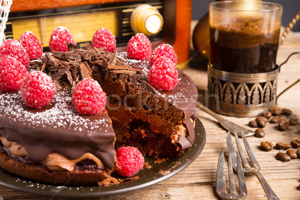 chocolate cake and Turkish coffee - vintage style Stock photo © Dar1930