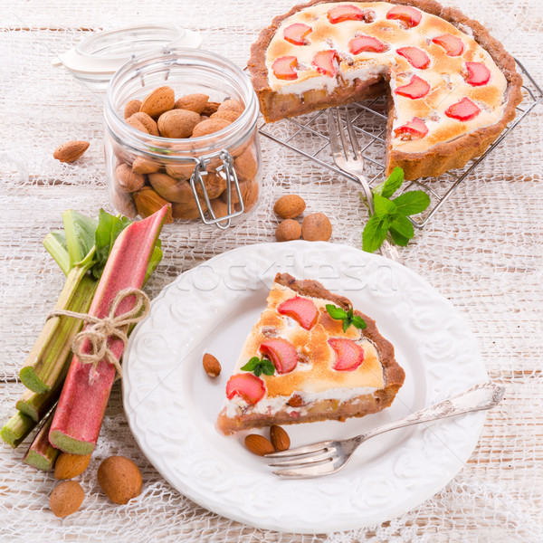 Ruibarbo tortas frutas torta mesa Foto stock © Dar1930