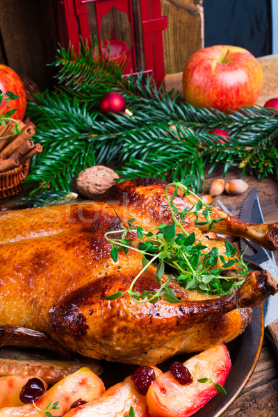 Weihnachten Ente Obst rot Fleisch Kochen Stock foto © Dar1930