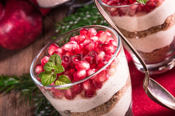 Pomegranate -Mascarpone dessert Stock photo © Dar1930