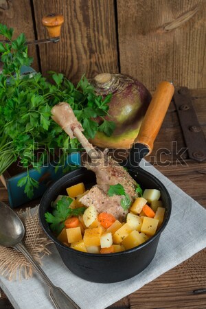 Oca zuppa vino rosso cucina verde piatto Foto d'archivio © Dar1930