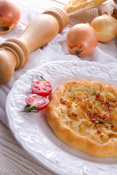 Onion tart and Federweisser(Nouveau) Stock photo © Dar1930