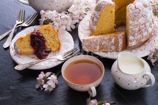 Foto stock: Açafrão · páscoa · comida · ovo · bolo · prato