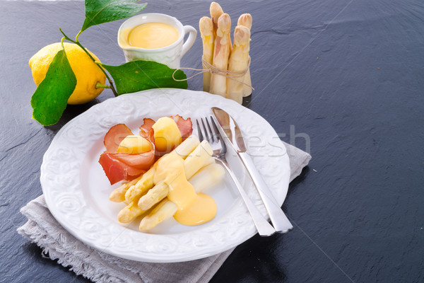 Stock photo: asparagus with sauce hollandaise