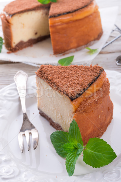 Cheesecake kek yeşil taze tatlı yemek Stok fotoğraf © Dar1930