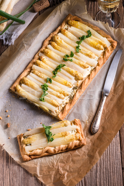 Asparagus tart with feta cheese Stock photo © Dar1930
