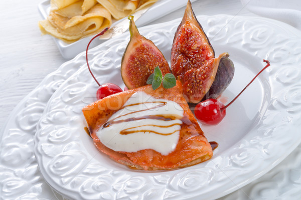 flambéed pancakes with figs and cherries  Stock photo © Dar1930