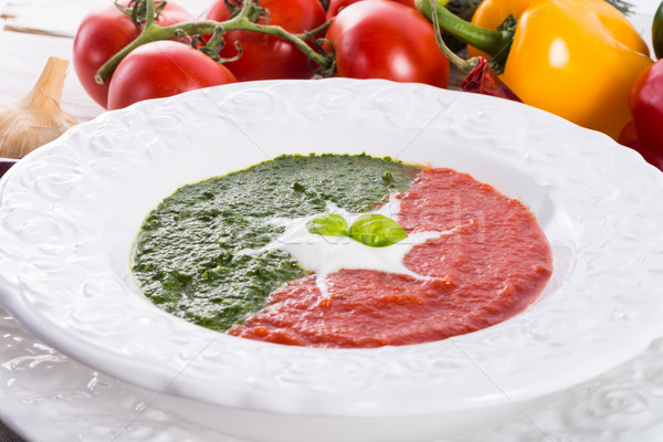tomato-spinach cream soup Stock photo © Dar1930