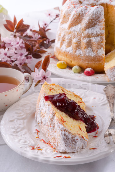 Saffraan Pasen voedsel ei cake plaat Stockfoto © Dar1930