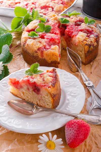  Strawberry buttermilk cake with pistachios Stock photo © Dar1930