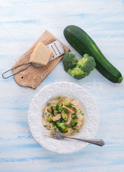 Pasta zucchine broccoli sfondo cena forcella Foto d'archivio © Dar1930