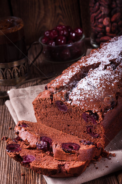 chocolate cake with cherries Stock photo © Dar1930