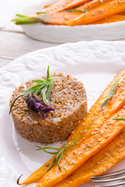 Wheat groats  and Caramelized carrots  Stock photo © Dar1930