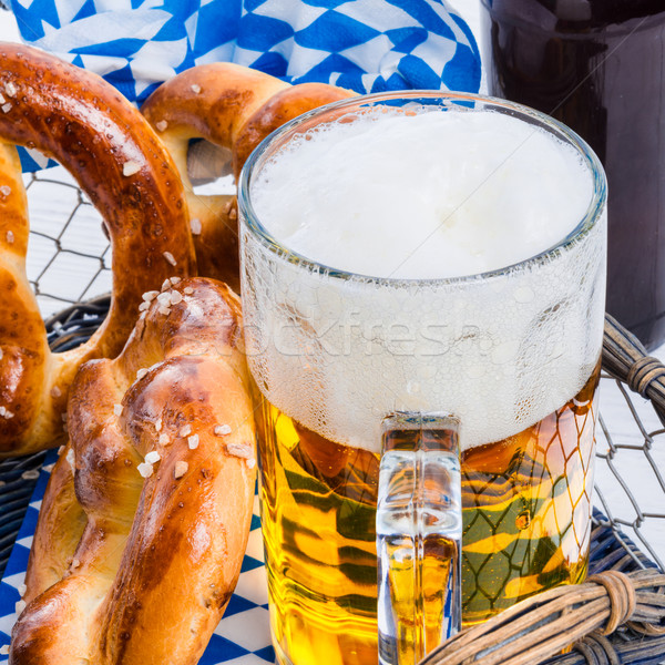 homemade pretzels and bavarian beer Stock photo © Dar1930