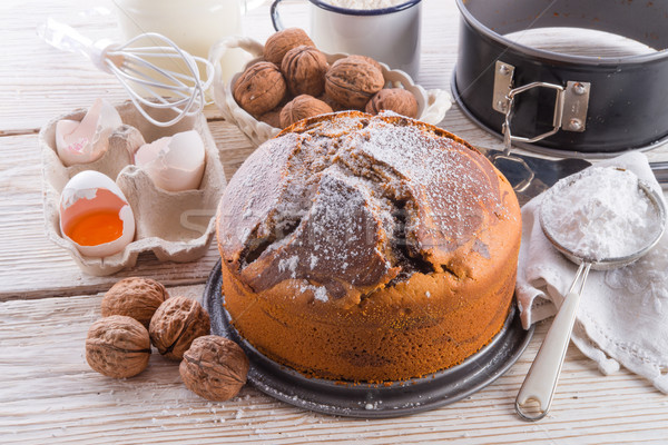 Stock foto: Marmor · Kuchen · Kaffee · Schokolade · Eier · schwarz