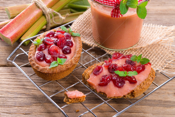 Stock photo: rhubarb tartelette with cranberry