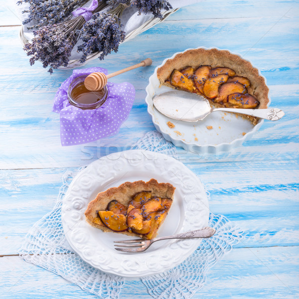 Stock photo: Nectarine tarte with lavender and honey