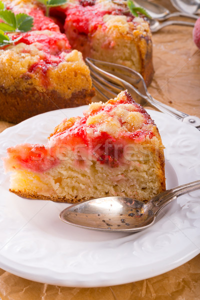 Stock fotó: Eper · torta · háttér · piros · tányér · főzés