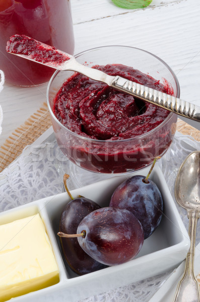 Déjeuner prune confiture bois fruits cuisine [[stock_photo]] © Dar1930