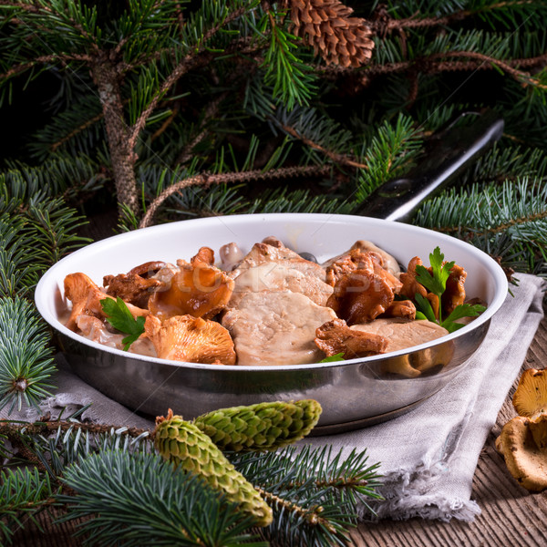 Pork tenderloin with Chanterelle sauce Stock photo © Dar1930