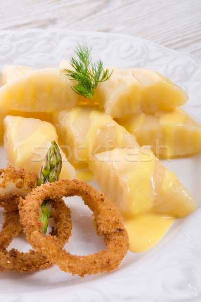 Onion ring white potato dumpling Stock photo © Dar1930