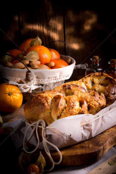 Foto stock: Levadura · torta · naranja · invierno · pan · queso