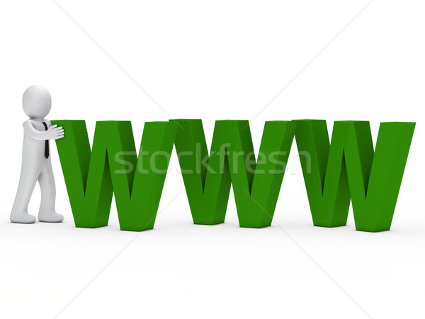 üzletember lökés zöld WWW szöveg nyakkendő Stock fotó © dariusl