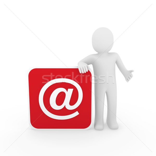 Stockfoto: 3d · man · e-mail · menselijke · kubus · Rood · mail