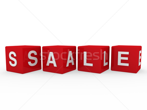 3D rouge vente cube dés pour cent [[stock_photo]] © dariusl