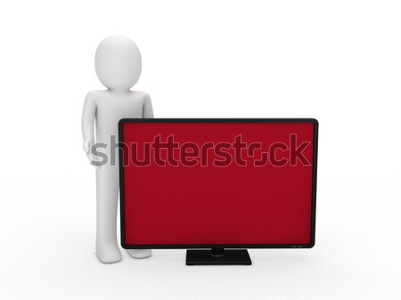 3d ember tv televízió LCD fekete piros Stock fotó © dariusl