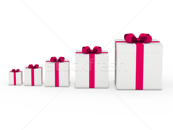 禮品盒 白 粉紅絲帶 3D 婚禮 設計 商業照片 © dariusl