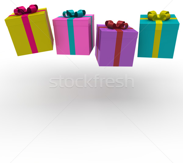 [[stock_photo]]: 3D · coffret · cadeau · automne · rouge · vert · pourpre