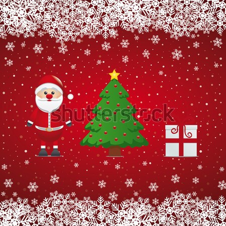 santa reindeer tree twine snow background Stock photo © dariusl