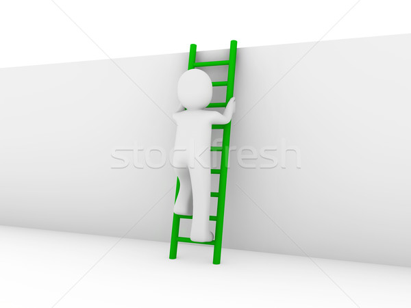 Foto stock: Escalera · verde · pared · éxito · negocios